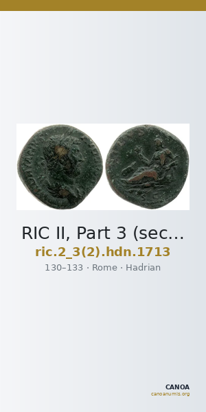 RIC II, Part 3 (second edition) Hadrian 1713 — CANOA