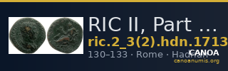 RIC II, Part 3 (second edition) Hadrian 1713 — CANOA