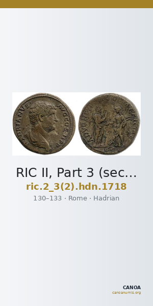 RIC II, Part 3 (second edition) Hadrian 1718 — CANOA