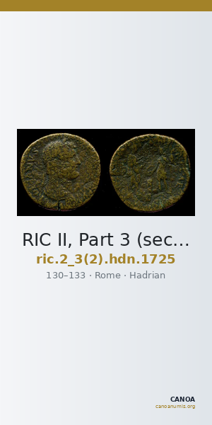 RIC II, Part 3 (second edition) Hadrian 1725 — CANOA