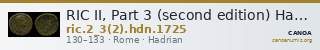 RIC II, Part 3 (second edition) Hadrian 1725 — CANOA
