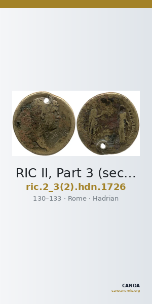 RIC II, Part 3 (second edition) Hadrian 1726 — CANOA