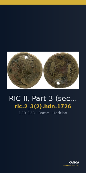 RIC II, Part 3 (second edition) Hadrian 1726 — CANOA
