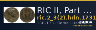 RIC II, Part 3 (second edition) Hadrian 1731 — CANOA