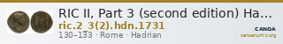 RIC II, Part 3 (second edition) Hadrian 1731 — CANOA