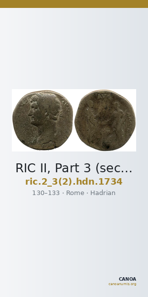 RIC II, Part 3 (second edition) Hadrian 1734 — CANOA