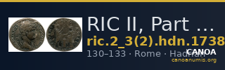 RIC II, Part 3 (second edition) Hadrian 1738 — CANOA