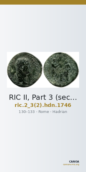 RIC II, Part 3 (second edition) Hadrian 1746 — CANOA