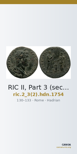 RIC II, Part 3 (second edition) Hadrian 1754 — CANOA