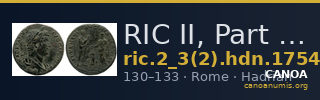RIC II, Part 3 (second edition) Hadrian 1754 — CANOA