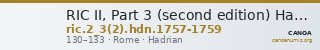 RIC II, Part 3 (second edition) Hadrian 1757-1759 — CANOA