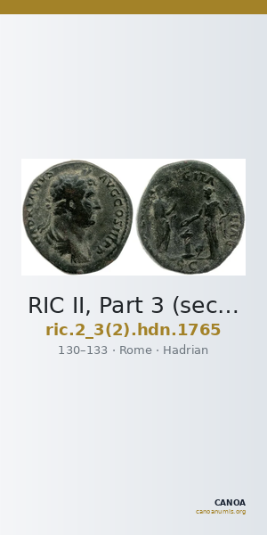 RIC II, Part 3 (second edition) Hadrian 1765 — CANOA