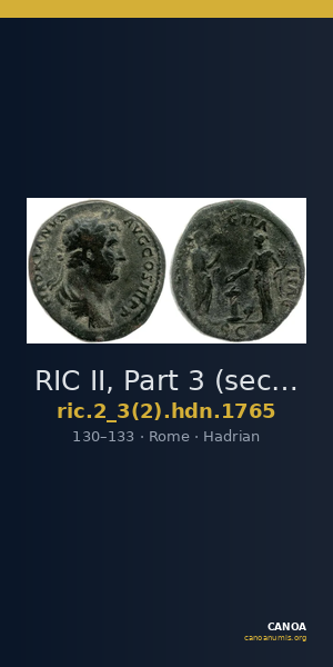 RIC II, Part 3 (second edition) Hadrian 1765 — CANOA