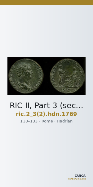 RIC II, Part 3 (second edition) Hadrian 1769 — CANOA