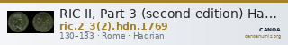 RIC II, Part 3 (second edition) Hadrian 1769 — CANOA