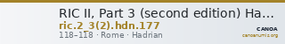RIC II, Part 3 (second edition) Hadrian 177 — CANOA
