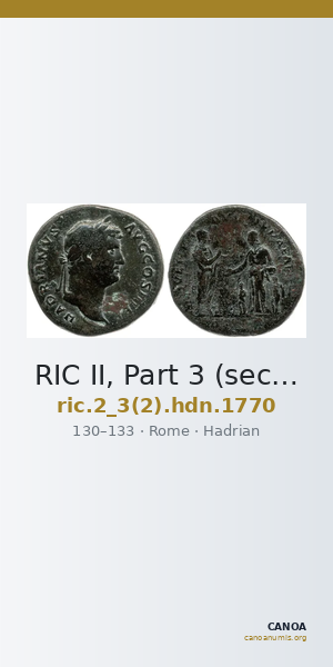 RIC II, Part 3 (second edition) Hadrian 1770 — CANOA