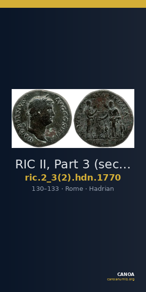 RIC II, Part 3 (second edition) Hadrian 1770 — CANOA