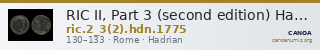 RIC II, Part 3 (second edition) Hadrian 1775 — CANOA