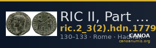 RIC II, Part 3 (second edition) Hadrian 1779 — CANOA