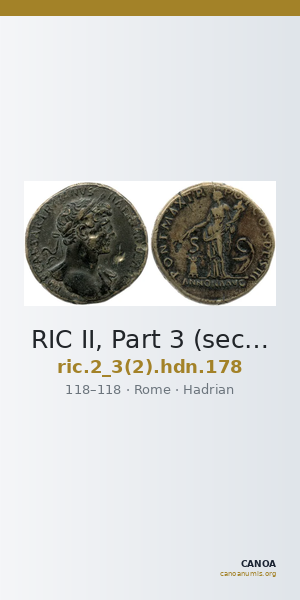 RIC II, Part 3 (second edition) Hadrian 178 — CANOA