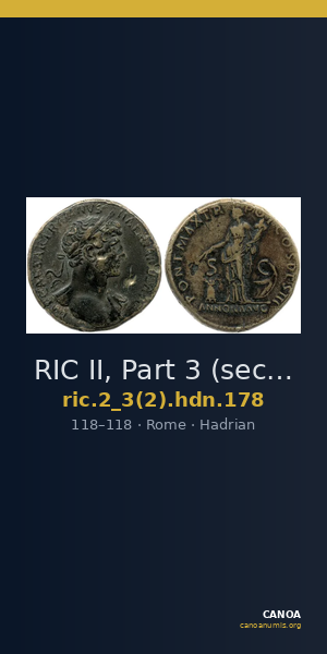 RIC II, Part 3 (second edition) Hadrian 178 — CANOA
