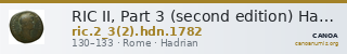 RIC II, Part 3 (second edition) Hadrian 1782 — CANOA