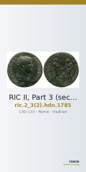 RIC II, Part 3 (second edition) Hadrian 1785 — CANOA
