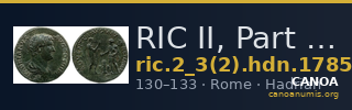 RIC II, Part 3 (second edition) Hadrian 1785 — CANOA
