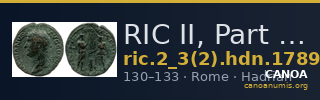 RIC II, Part 3 (second edition) Hadrian 1789 — CANOA