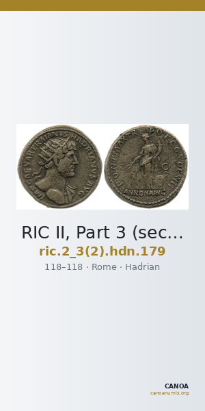 RIC II, Part 3 (second edition) Hadrian 179 — CANOA