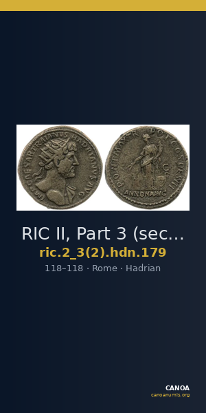 RIC II, Part 3 (second edition) Hadrian 179 — CANOA