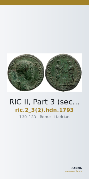RIC II, Part 3 (second edition) Hadrian 1793 — CANOA