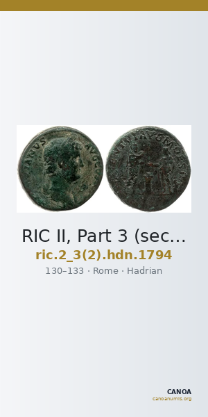 RIC II, Part 3 (second edition) Hadrian 1794 — CANOA