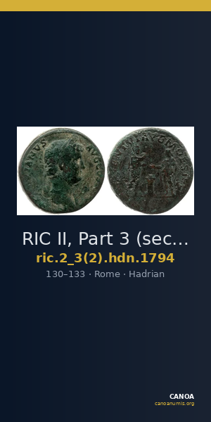 RIC II, Part 3 (second edition) Hadrian 1794 — CANOA