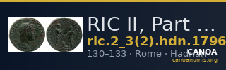 RIC II, Part 3 (second edition) Hadrian 1796 — CANOA