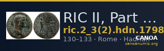 RIC II, Part 3 (second edition) Hadrian 1798 — CANOA