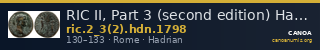 RIC II, Part 3 (second edition) Hadrian 1798 — CANOA