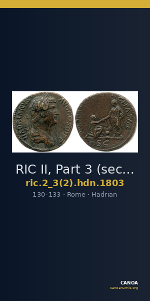 RIC II, Part 3 (second edition) Hadrian 1803 — CANOA
