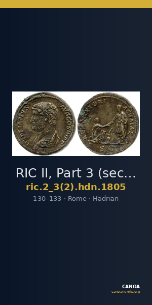 RIC II, Part 3 (second edition) Hadrian 1805 — CANOA