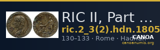 RIC II, Part 3 (second edition) Hadrian 1805 — CANOA