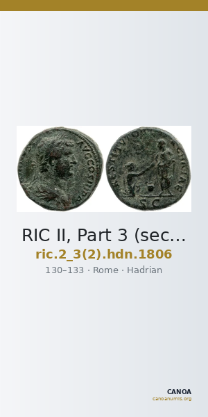 RIC II, Part 3 (second edition) Hadrian 1806 — CANOA