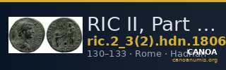 RIC II, Part 3 (second edition) Hadrian 1806 — CANOA