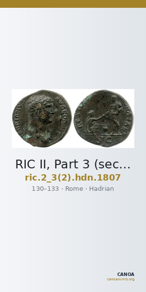 RIC II, Part 3 (second edition) Hadrian 1807 — CANOA