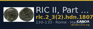 RIC II, Part 3 (second edition) Hadrian 1807 — CANOA