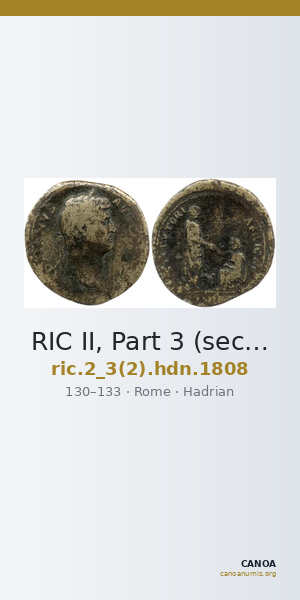 RIC II, Part 3 (second edition) Hadrian 1808 — CANOA