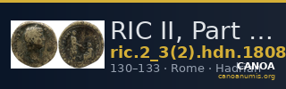 RIC II, Part 3 (second edition) Hadrian 1808 — CANOA