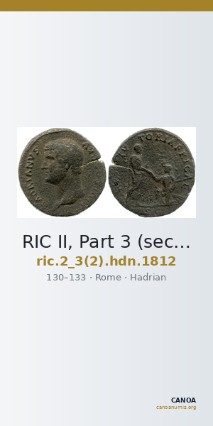 RIC II, Part 3 (second edition) Hadrian 1812 — CANOA