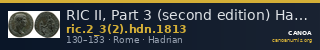 RIC II, Part 3 (second edition) Hadrian 1813 — CANOA