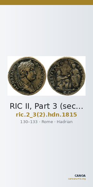 RIC II, Part 3 (second edition) Hadrian 1815 — CANOA